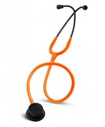 Stetoskop Internistyczny SPIRIT CK-601CPF Majestic Series Adult Dual Head BLACK EDITION z pomarańczowym drenem